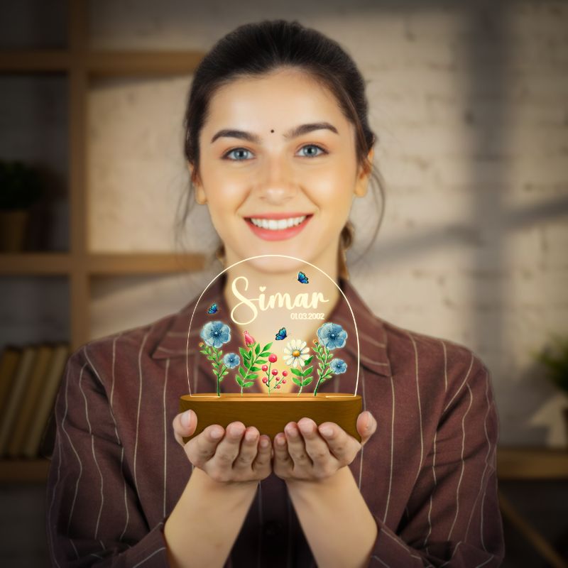 Personalized Name Led Lamp Gift for Girls, Boys, Kids, Girlfriend, Boyfriend, Husband, Wife Custom Name Light Bedside Desk Table Lamp Warm White Light & Adapter